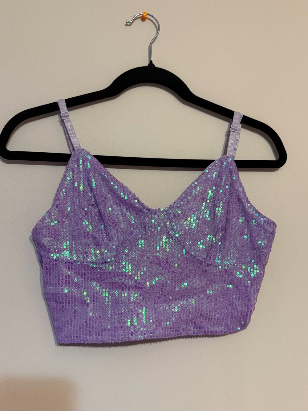Lavender Sequin Crop Tank Top - Women